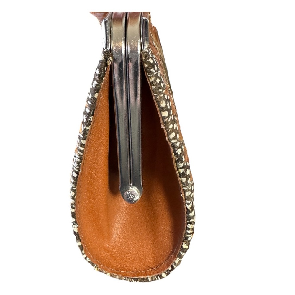 VINTAGE (60s) EXOTIC PEACOCK  FEATHER CLUTCH - GORGEOUS! - Picture 6 of 13